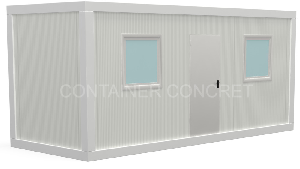 Container birou modular de 6 metri cu doua ferestre si usa metalica