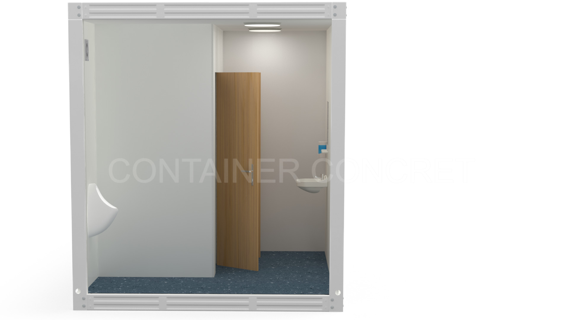 Container Sanitar 6m cu 3 Dusuri, 2 WC, 1 Pisoar