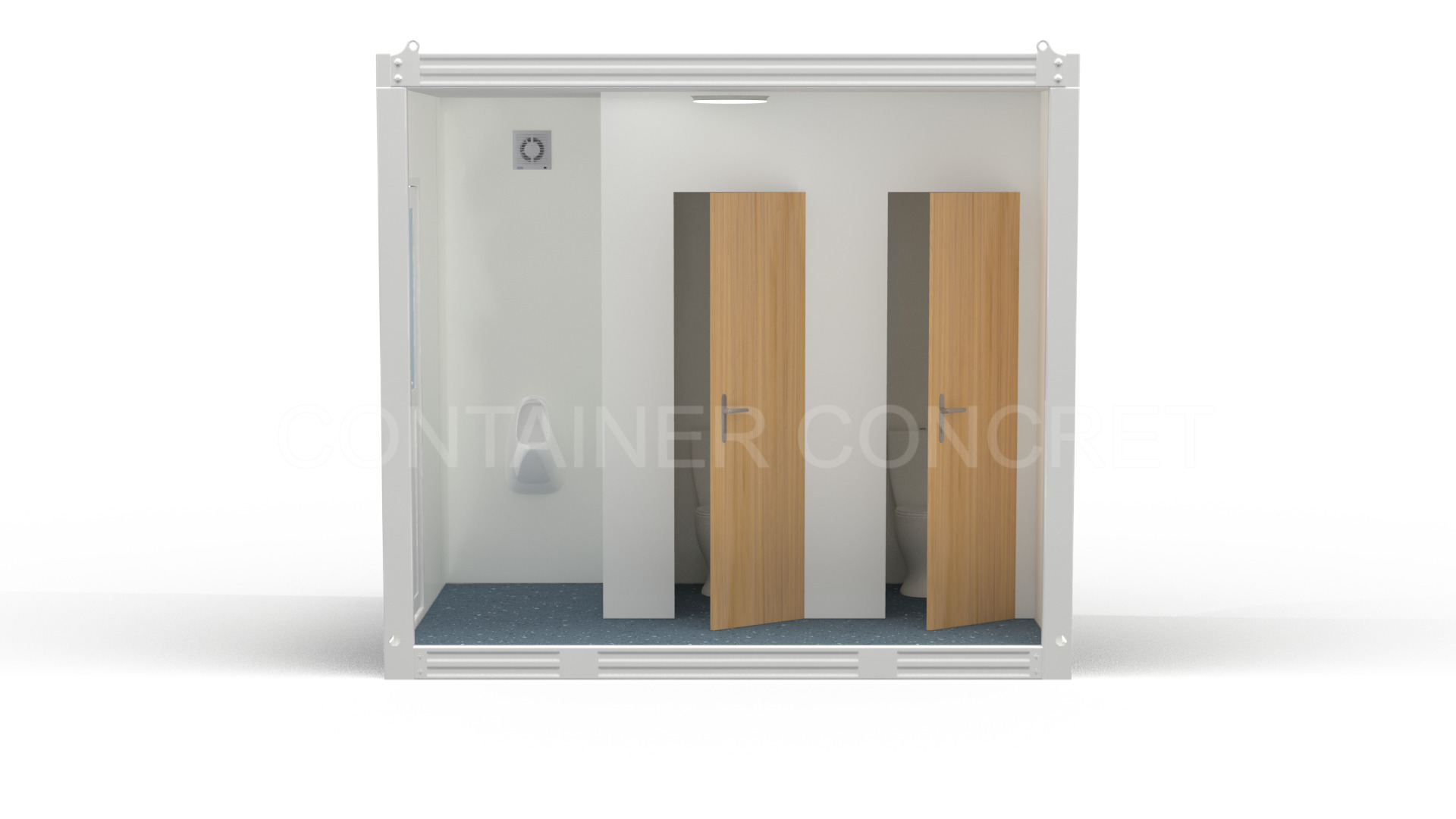 Container Sanitar 3m cu 2 WC, 1 Pisoar