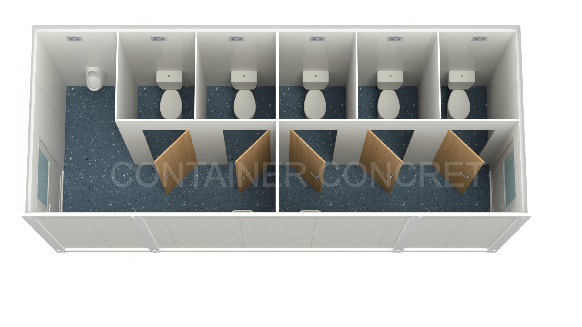 Container Sanitar 6m cu 5 WC 1 Pisoar cu 2 usi